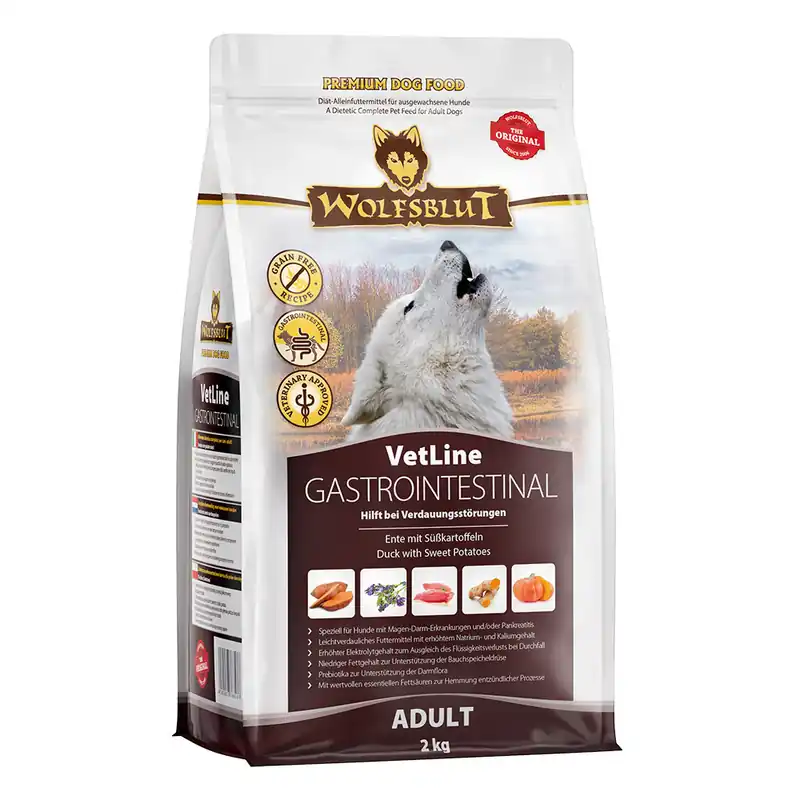 Sparpaket 2 x 2 kg Wolfsblut VetLine Gastrointestinal Hunde Trockenfutter Mega-Angebot